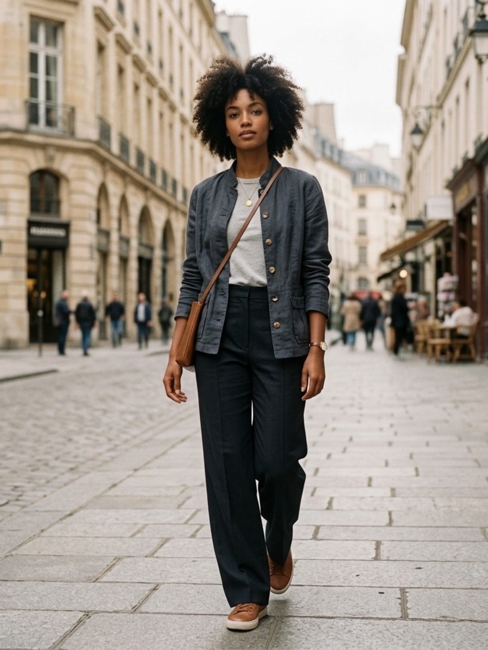 Cut Loose Dark Grey Shell Button 100% Linen Full Sleeve Jacket Preppy Women’s M